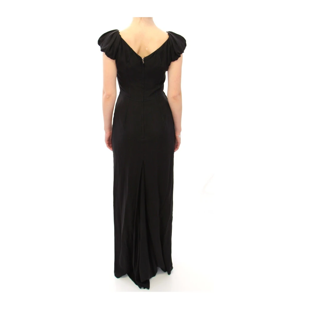 Dolce & Gabbana Zijden avondjurk met korte mouwen Black Dames
