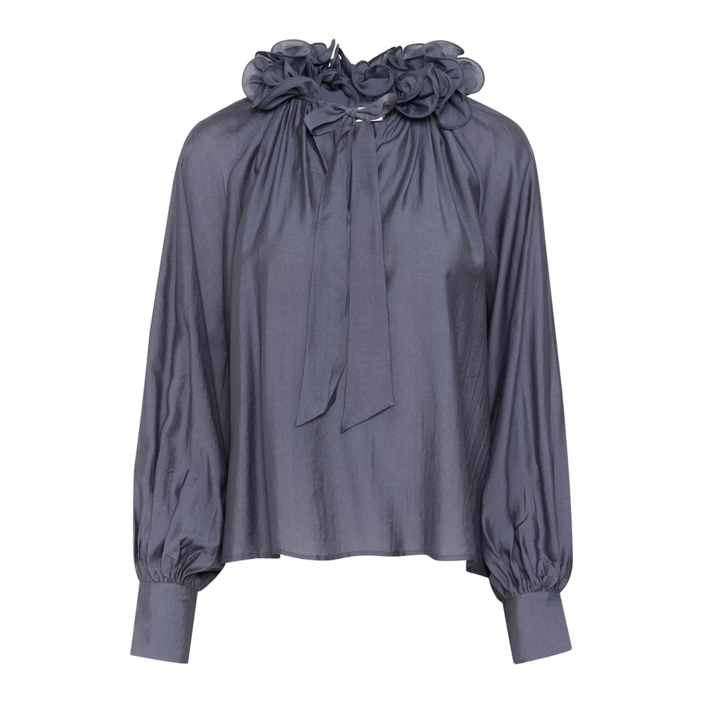 Karen by Simonsen Feminin Blus med Vackra Detaljer Gray, Dam