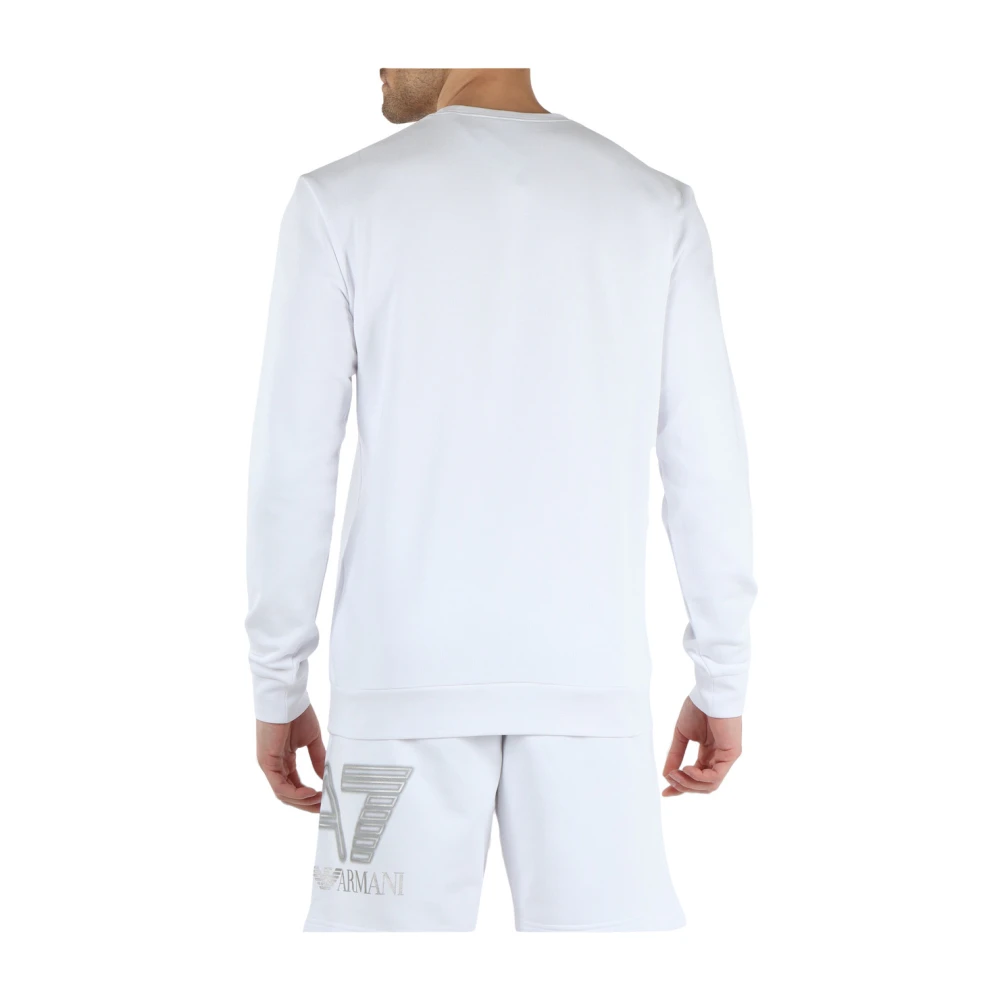 Emporio Armani EA7 Sweatshirt met Logo Print White Heren