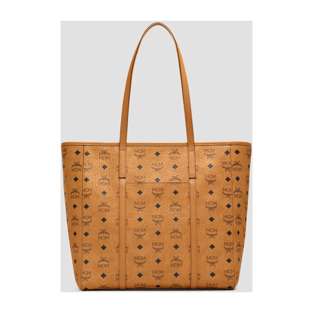 MCM Toni Shopper met rits in Visetos Brown Dames