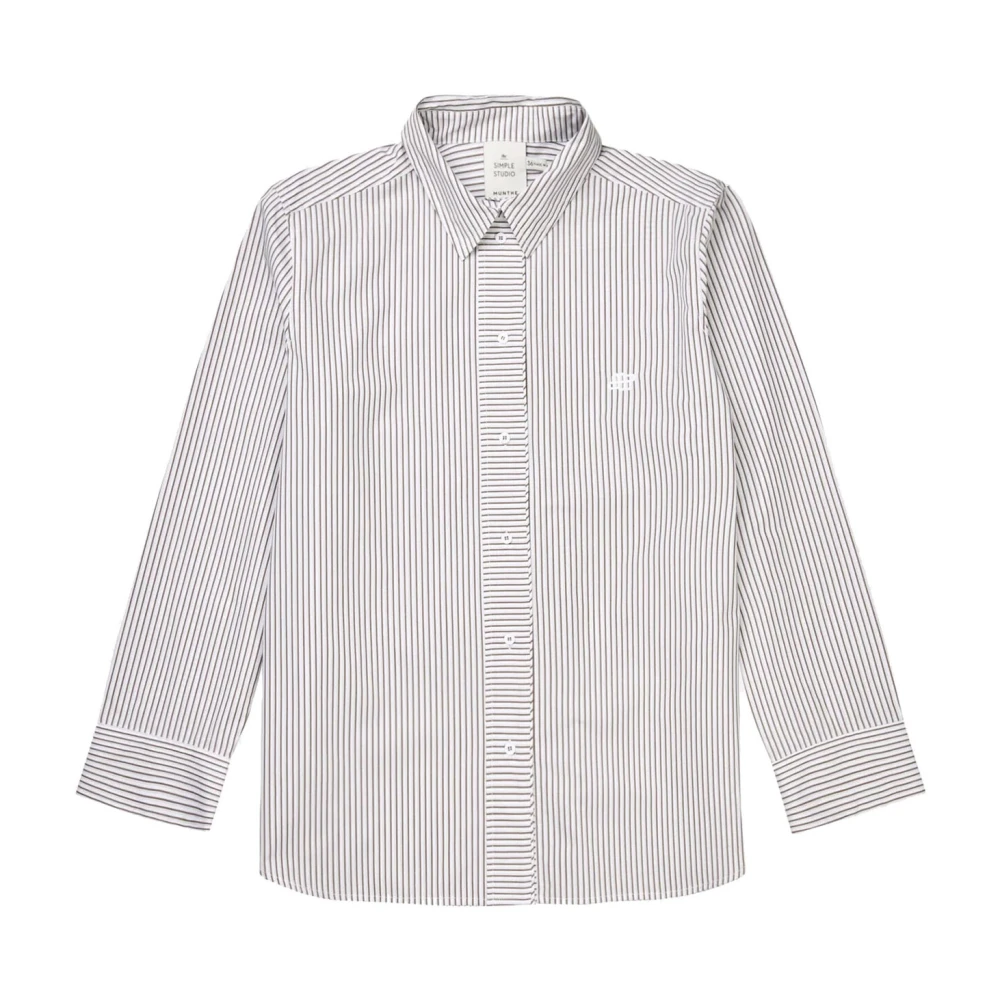 Munthe Women's Gray Striped Shirt With Embroidered Detail - Shirts - L - Blouses & Shirts