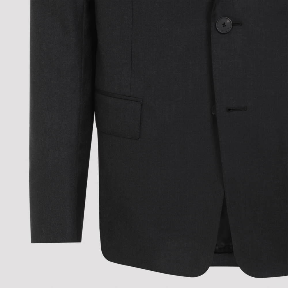 Lanvin Getailleerd Jasje Antraciet Stijl Black Heren