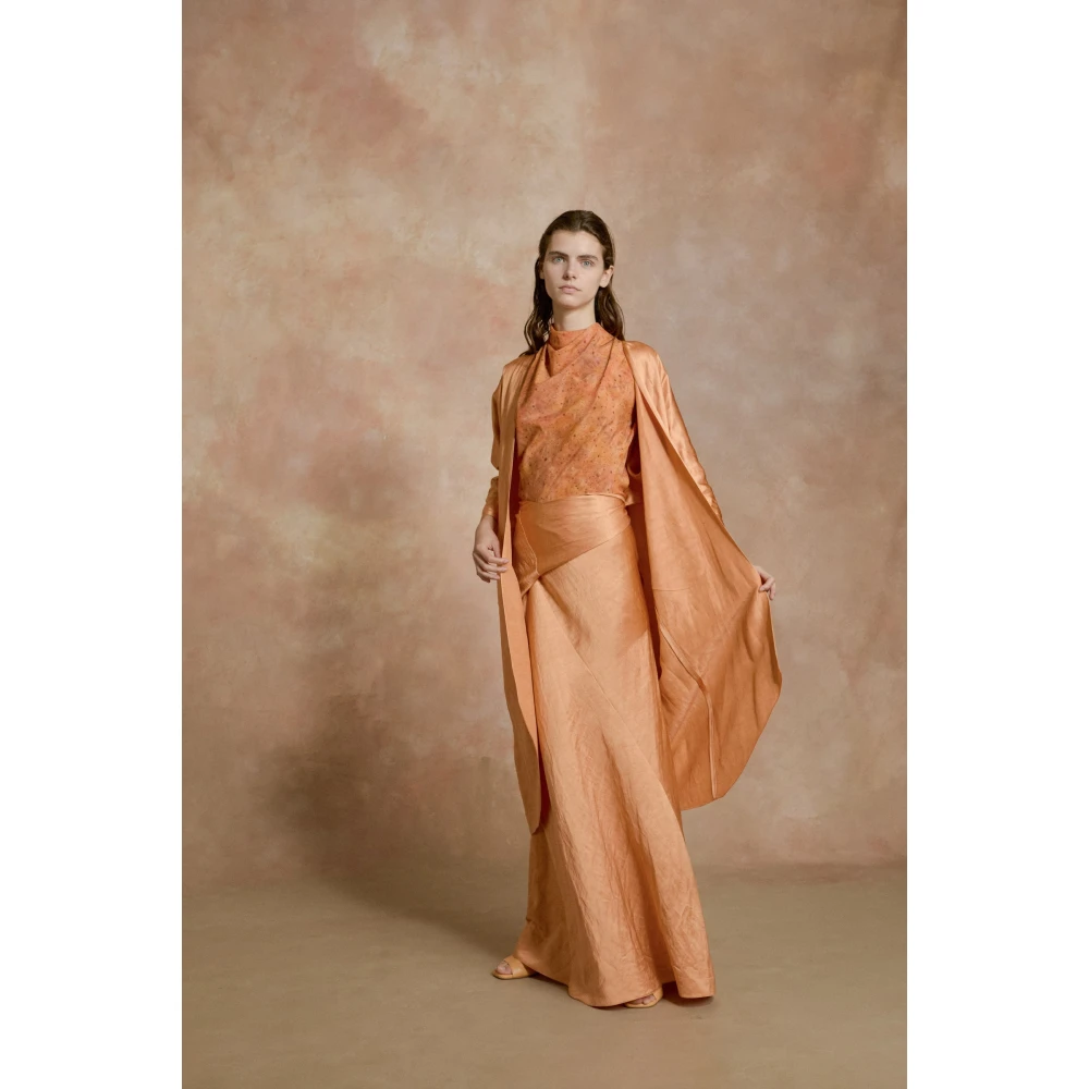 Cortana Anja zijden top sora print Orange Dames