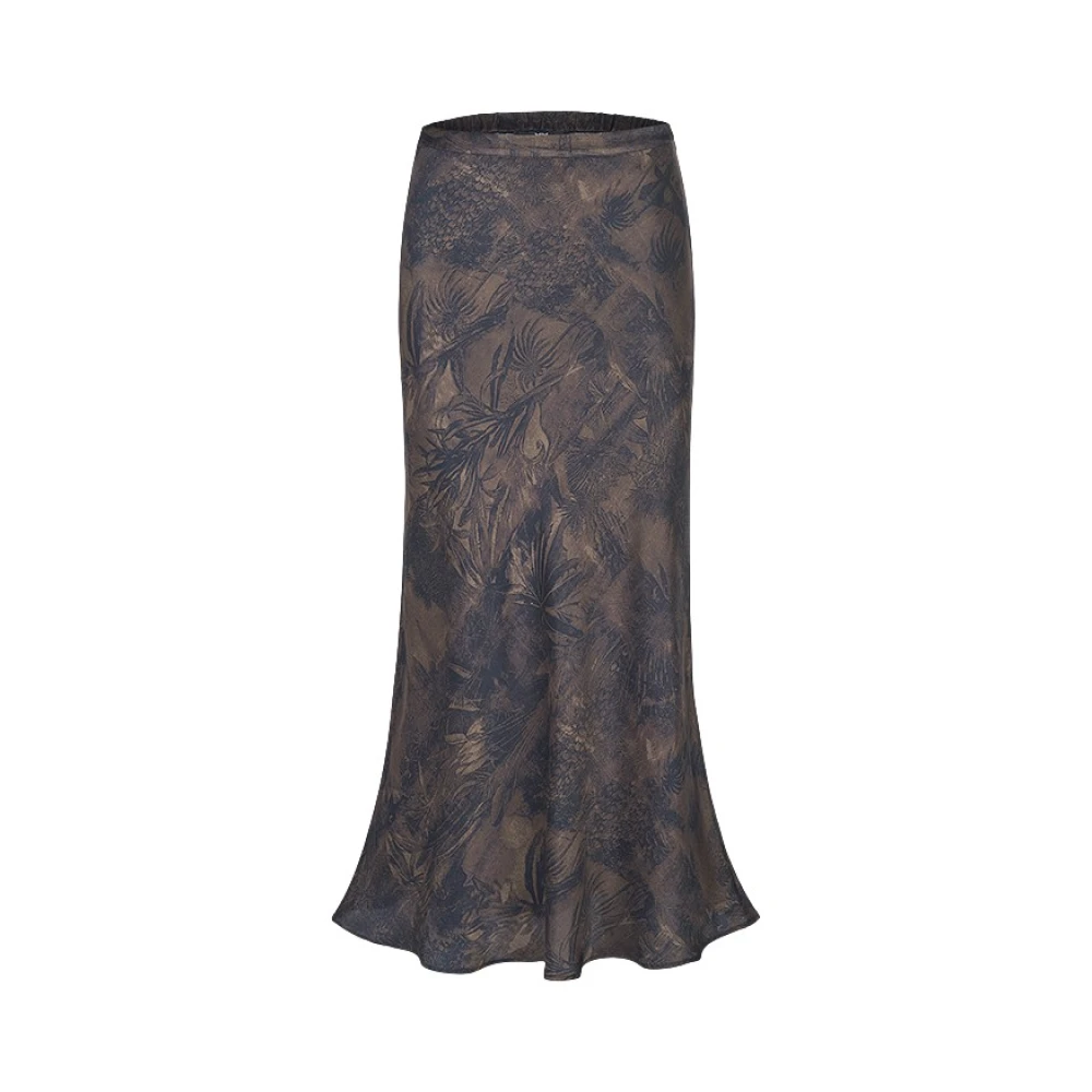 RIANI Exotische Plantenprint Midi Rok Brown Dames