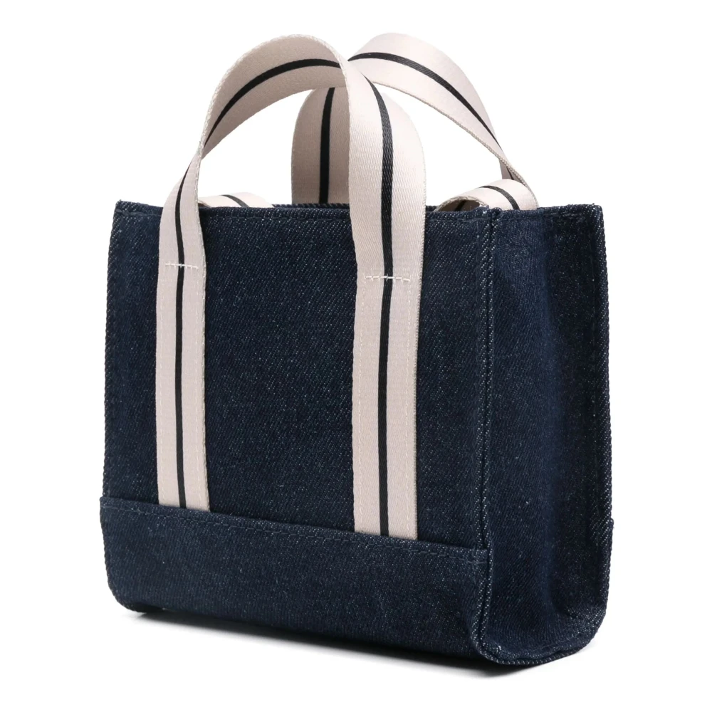 Palm Angels Denim Mini Tote Tas Blue Unisex