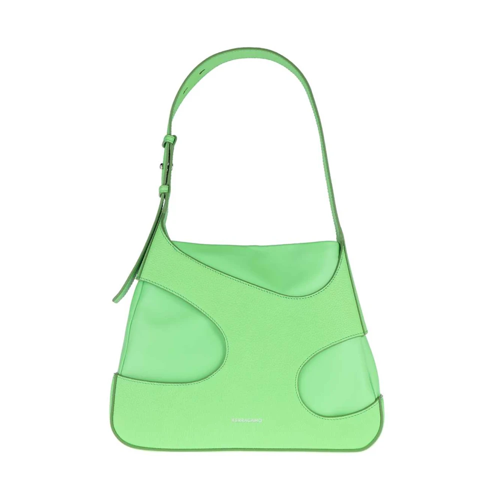 Salvatore Ferragamo Cut Out Leather Shoulder Bag Green Dames