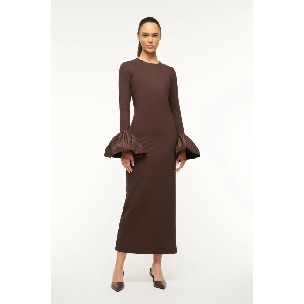 Staud Maxi Jurk met Volumineuze Manchetten Brown Dames