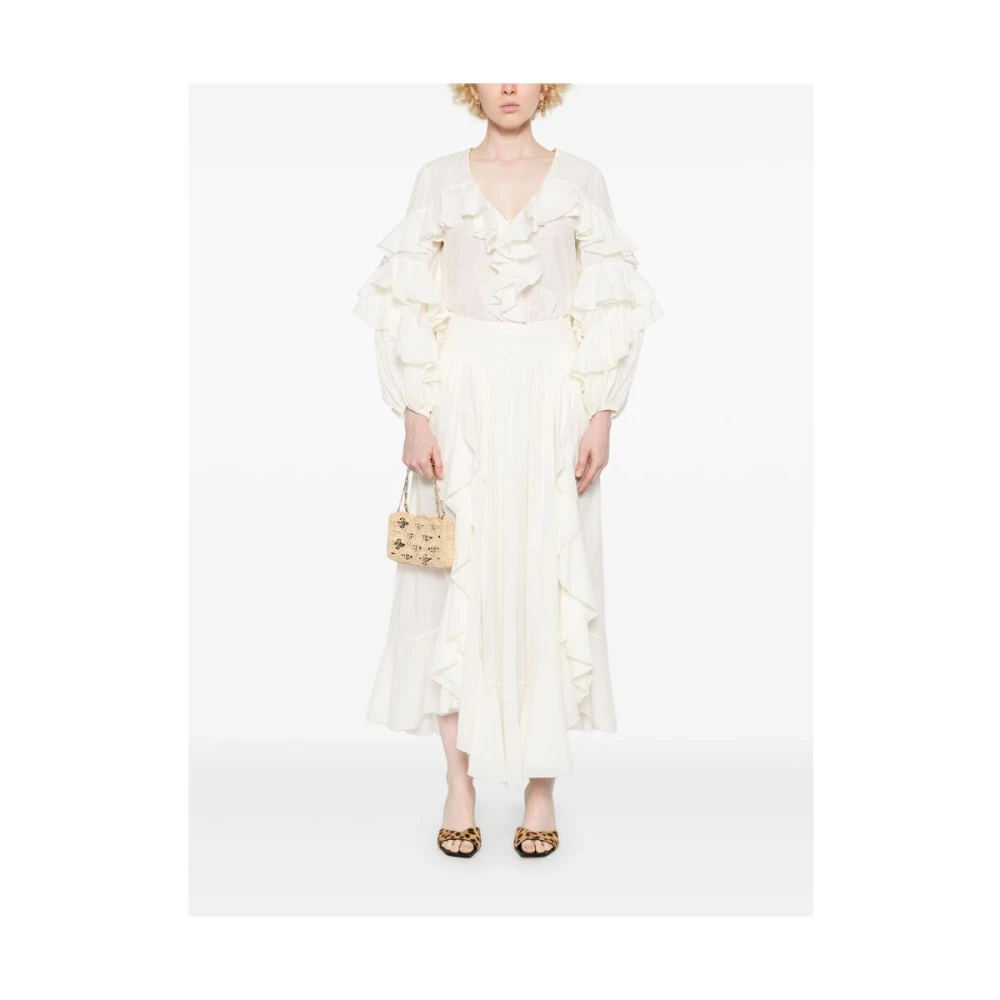Zimmermann Ivoor Wit Geplooide Asymmetrische Zoom Rok White Dames
