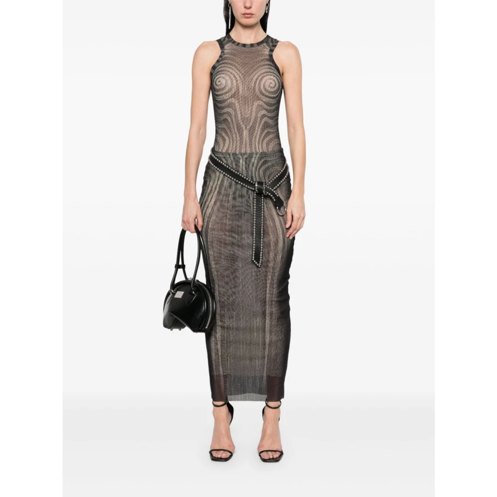 Jean Paul Gaultier Zwarte Spiral Mesh Top Black Dames