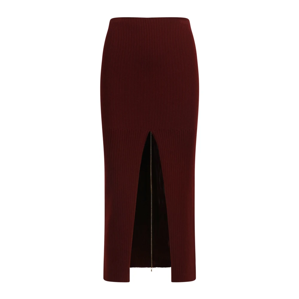 Patou Front-slit Ribbed-Knit Nidi Skirt Red Dames