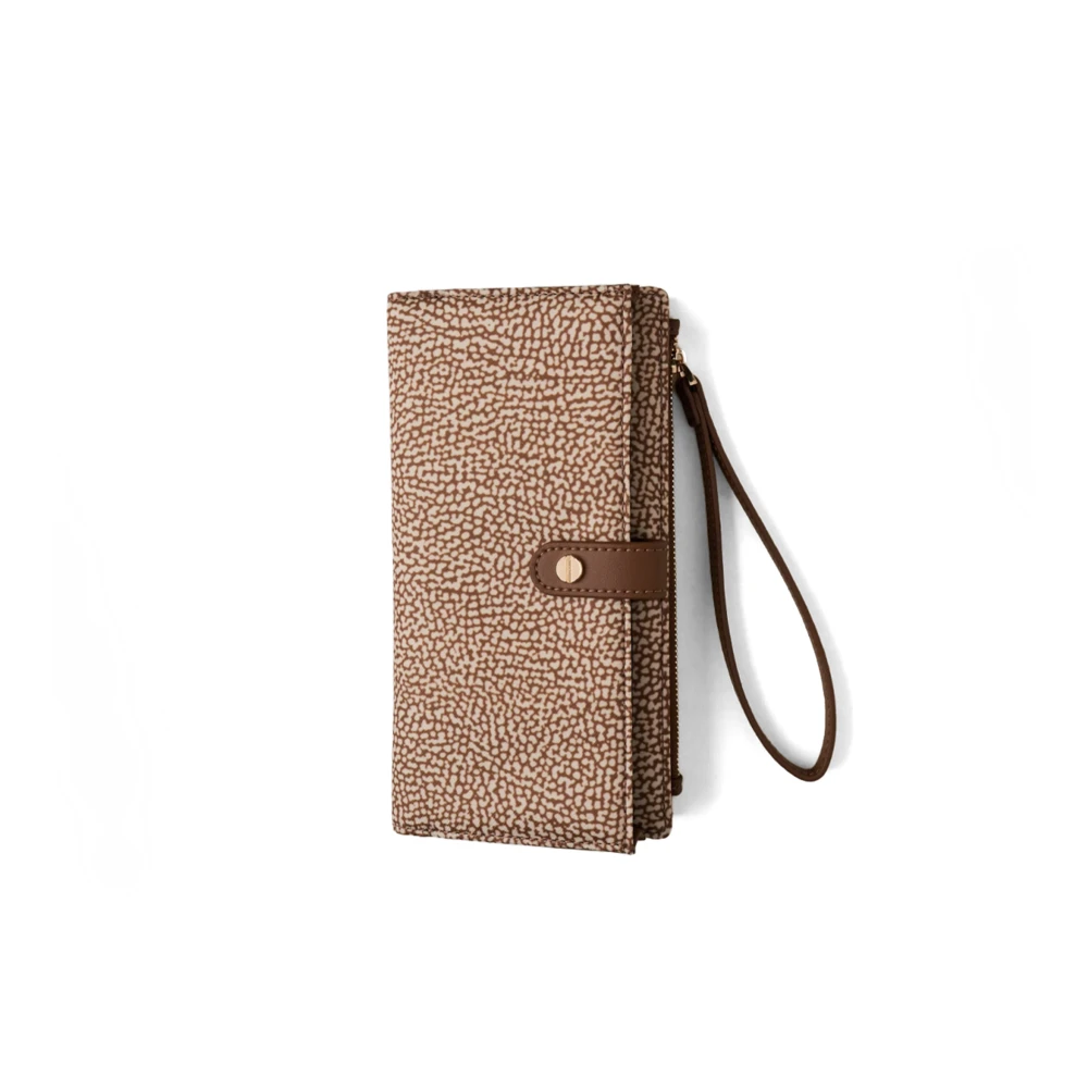 Borbonese Elegante Op Print Damesportemonnee Brown Dames