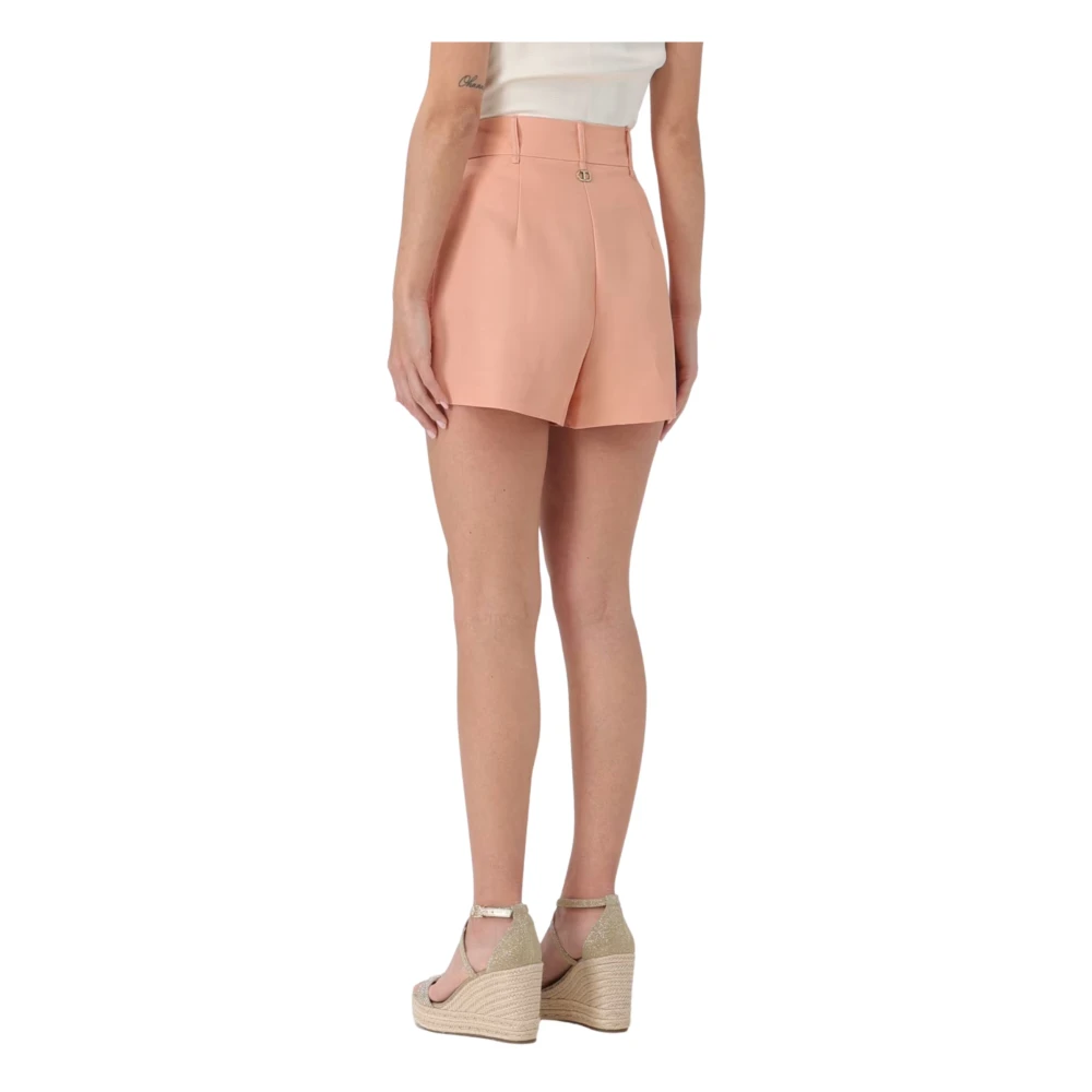 Twinset Roze Hoge Taille Shorts van Linnenmix Pink Dames