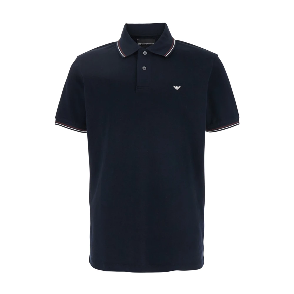 Emporio Armani Herren Blau Logo Baumwoll-Polohemd