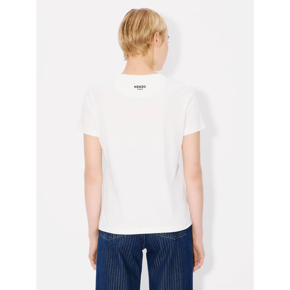 Kenzo Geborduurd Katoenen T-shirt Wit White Dames