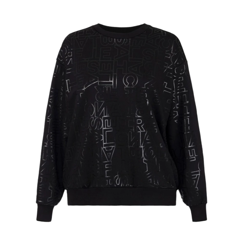 Elisabetta Franchi Blanka bokstäver bomulls sweatshirt Oversized passform Black, Dam