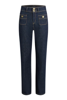 Raka jeans med kontrastdetaljer