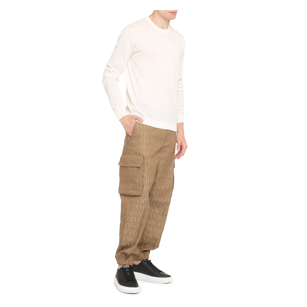 Versace Lange mouwen T-shirt van zijdeblend Beige Heren