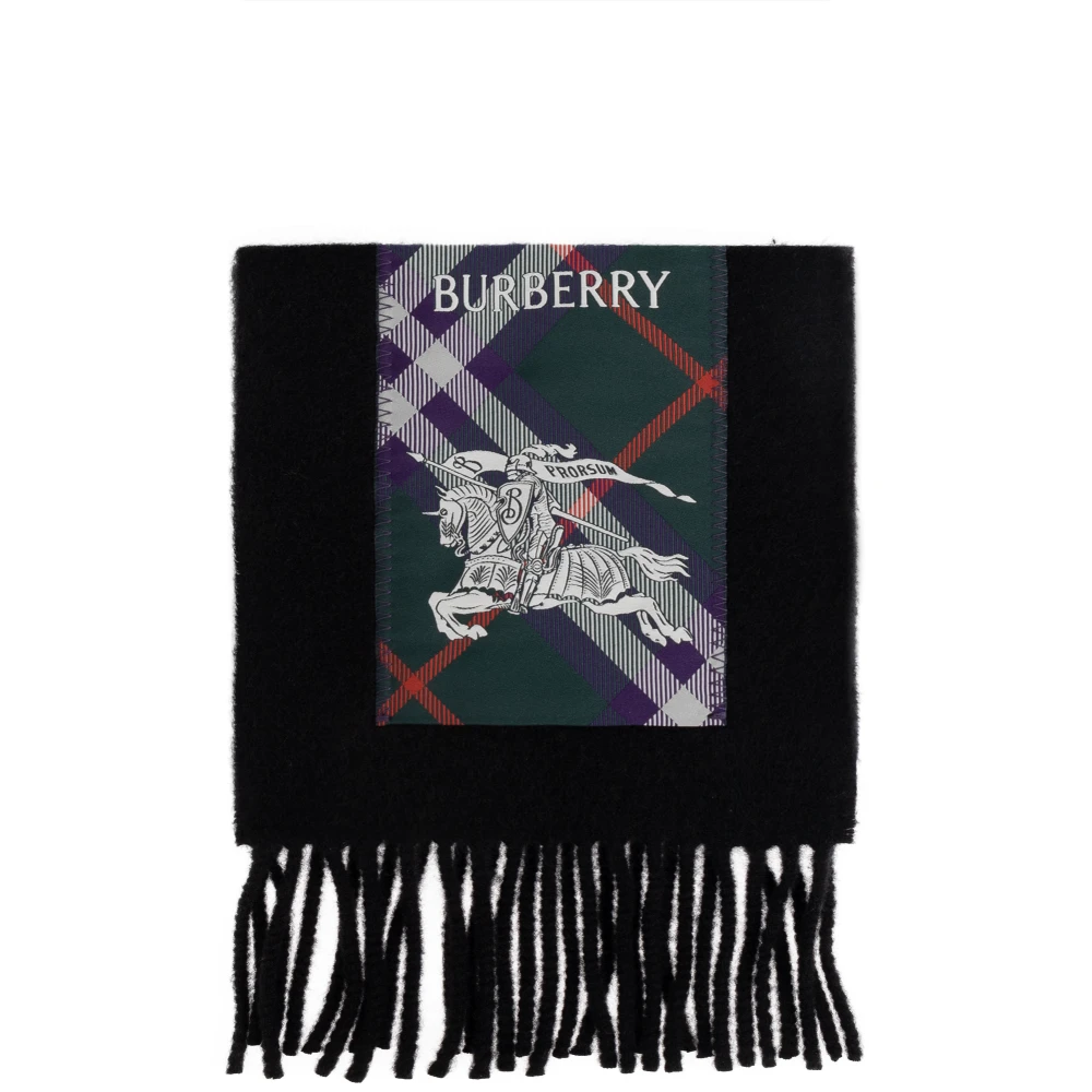 Burberry Kasjmier sjaal met logopatch Black Unisex