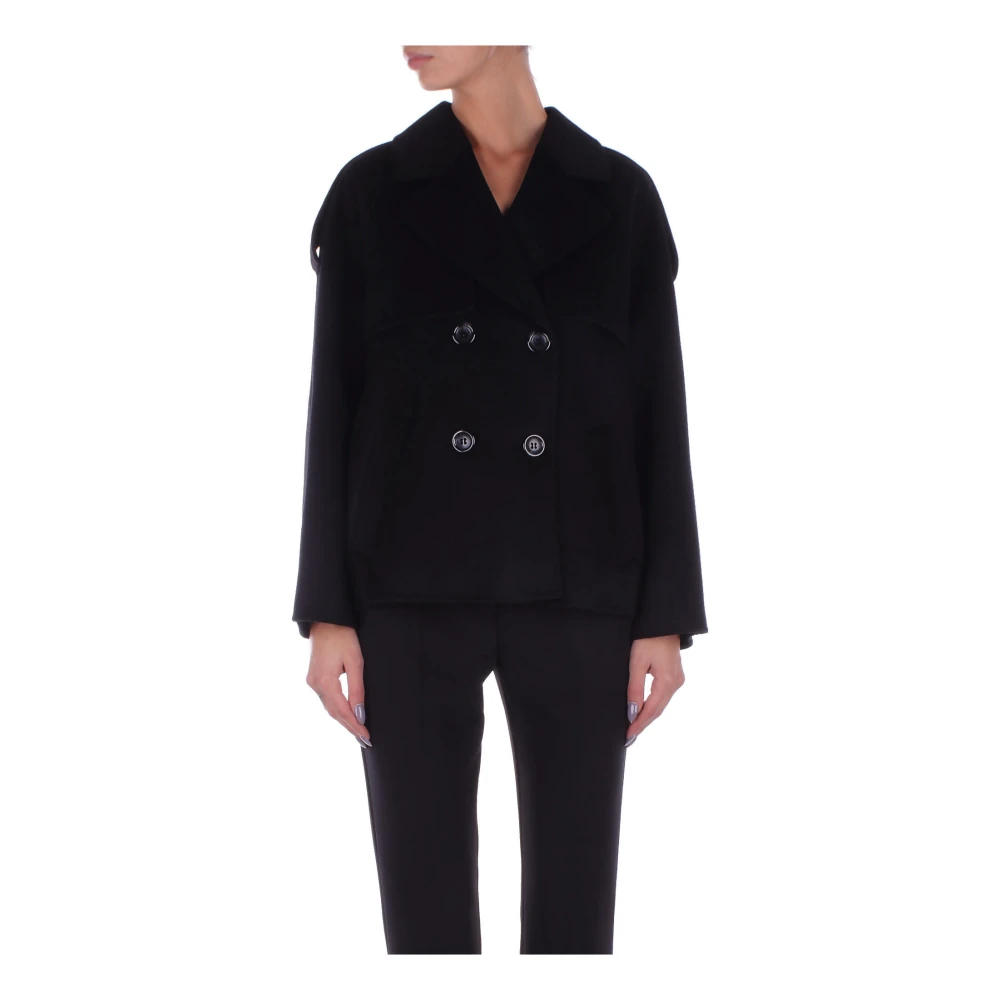 Liu Jo Zwarte Jassen Collectie 1 Knoopsluiting Black Dames
