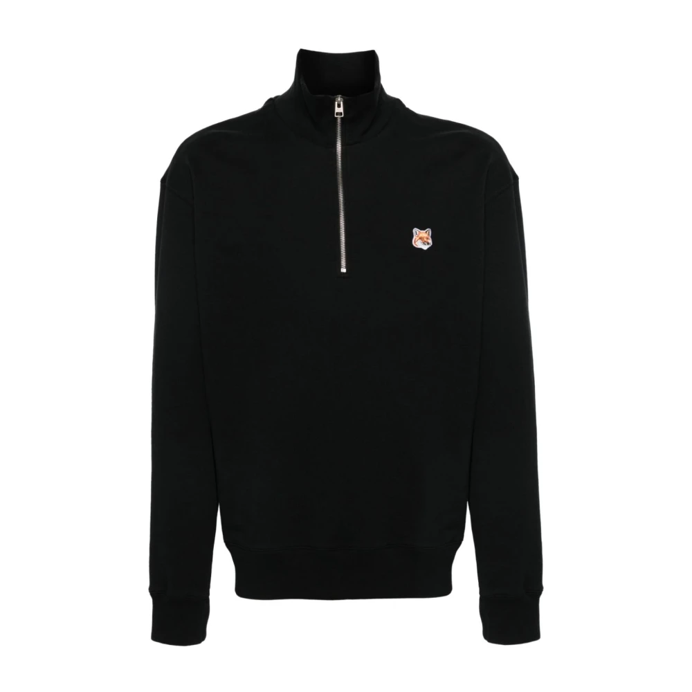 Maison Kitsuné Zwarte Katoenen Sweatshirt met Fox Logo Black Heren