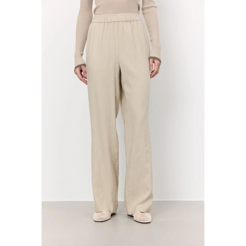 Levete Room Beige Linnen Loszittende Broek Beige Dames