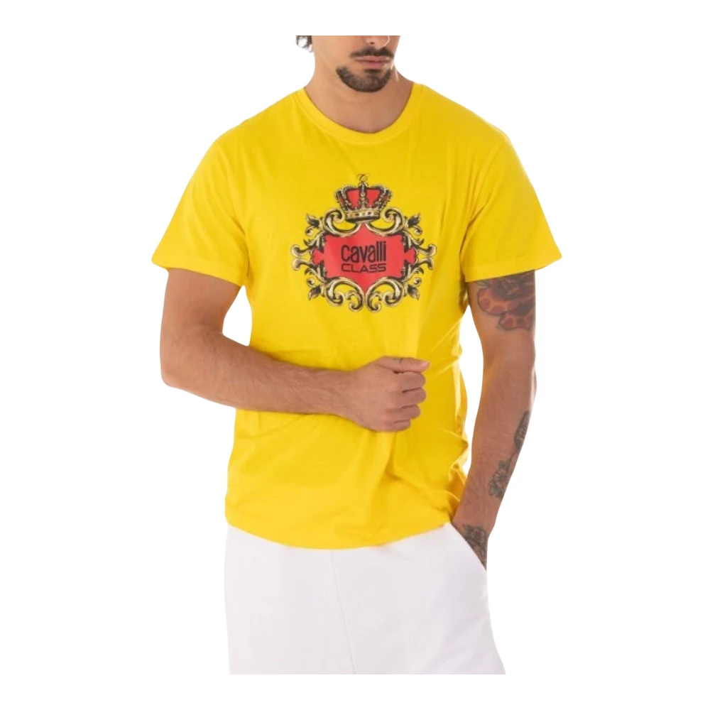 Just Cavalli Heren Logo T-Shirt Yellow Heren