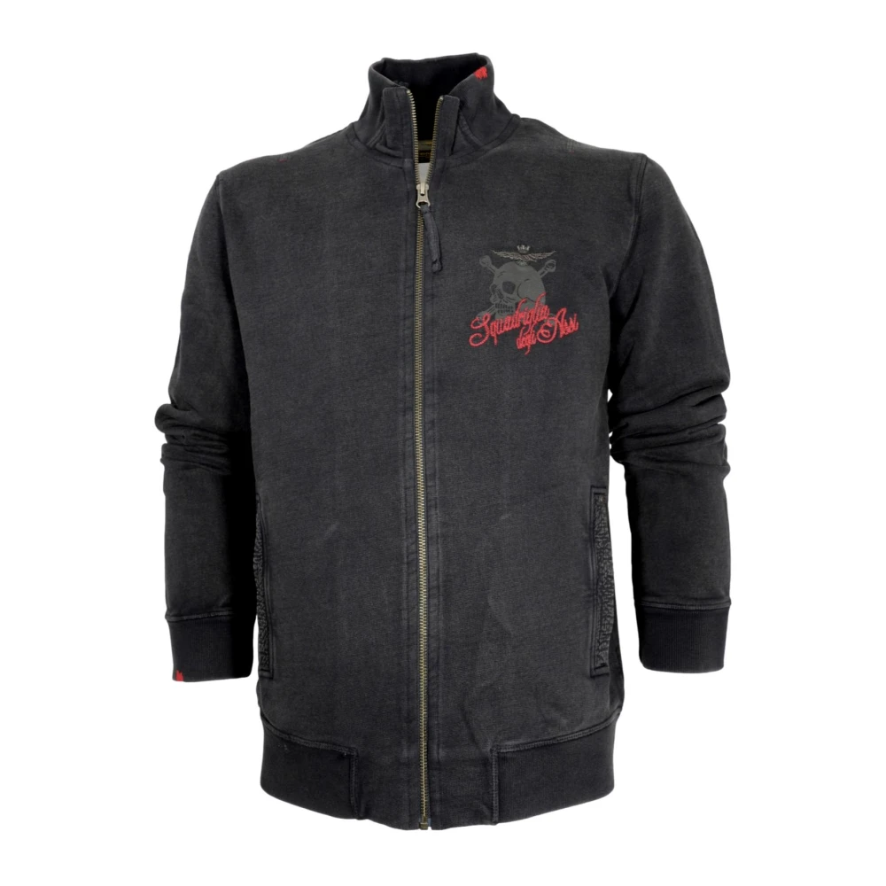 Aeronautica militare Militaire Luchtvaart Squad Zip-Up Sweater Zwart Black Heren