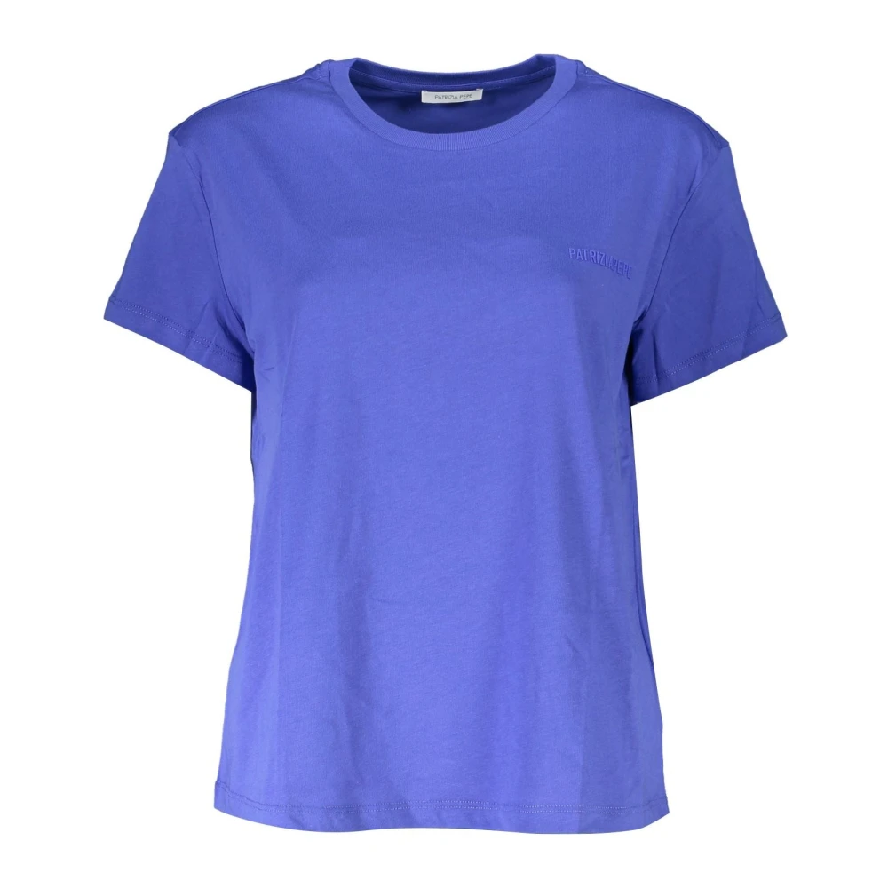 Patrizia Pepe Blue Short Sleeve T-Shirt With Logo Print - Female - T-Shirts - Blue - Xs - Tops