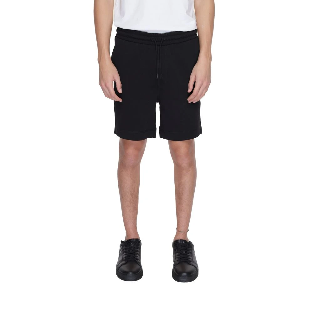 Svart Bomull Herre Bermuda Shorts