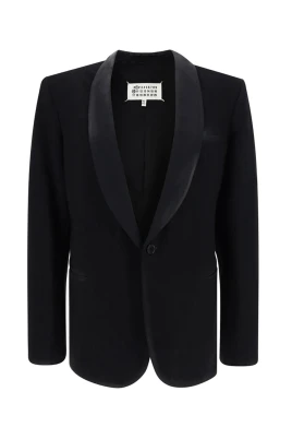 Svart Ull Blazer Elegant Stilfulla Kvinnor