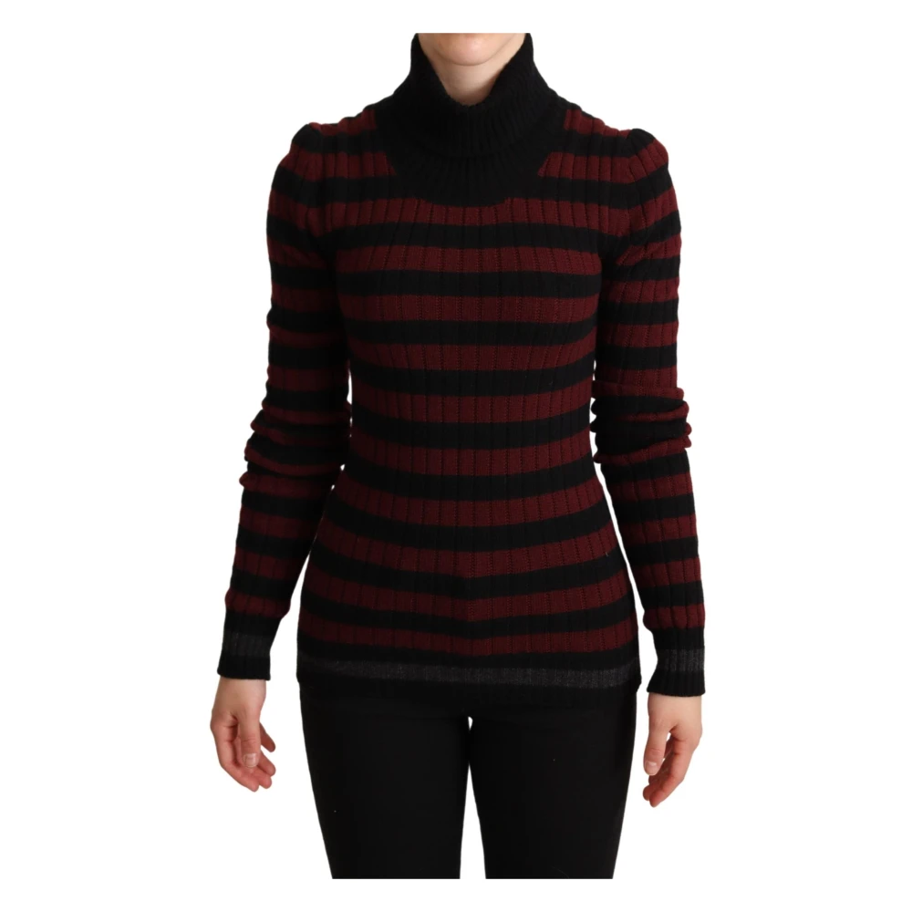 Dolce & Gabbana Women's Multicolor Black Red Striped Wool Pullover Jumper - Turtlenecks - S - Knitwear