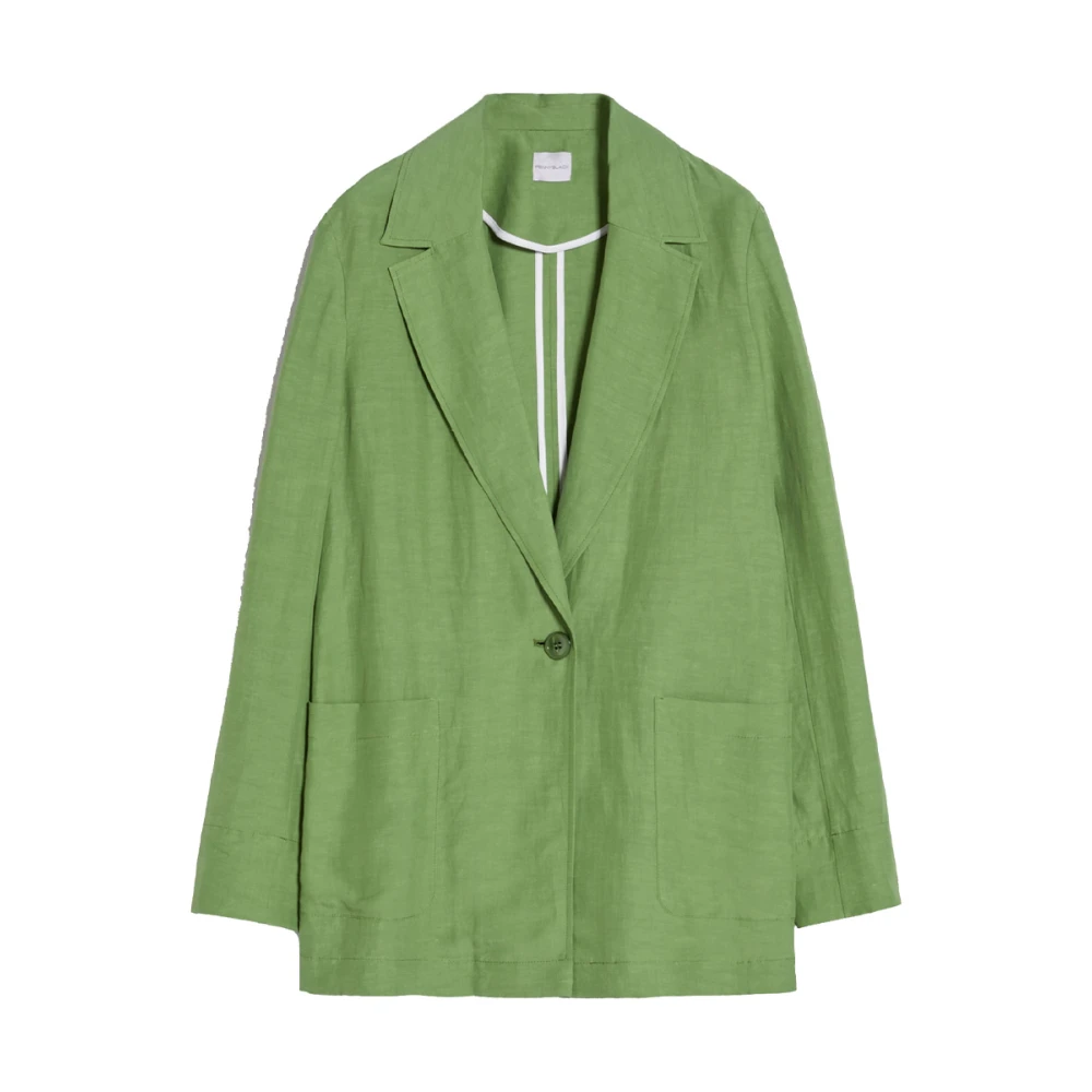 Pennyblack Linnen en Viscose Gestructureerde Blazer Green Dames