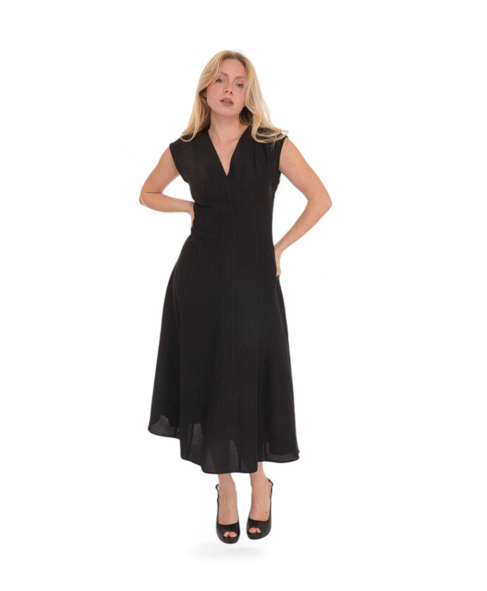 robe-midi-evasee-a-col-en-v
