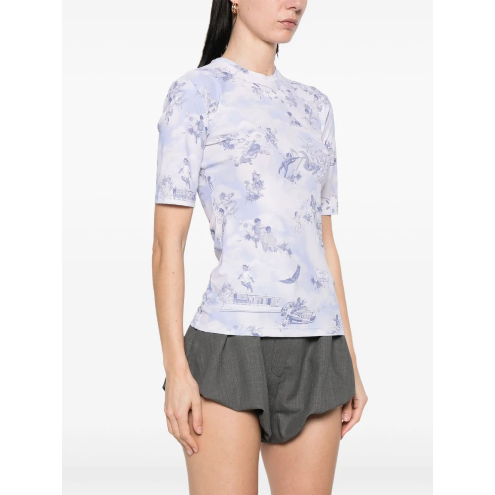 Off White Lichtblauwe Logo Print Top Blue Dames