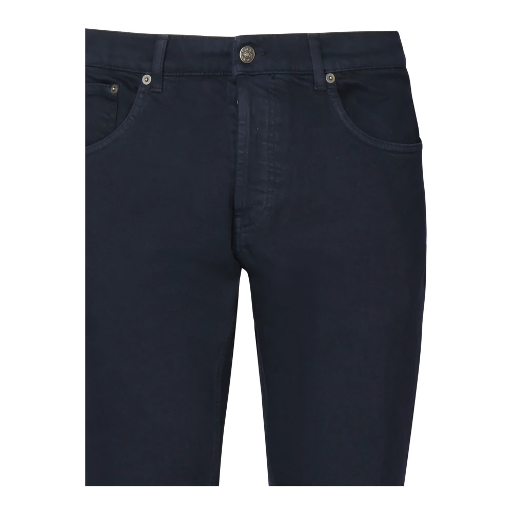 Dondup Blauwe Corduroy Wortelbroek met Logo Blue Heren