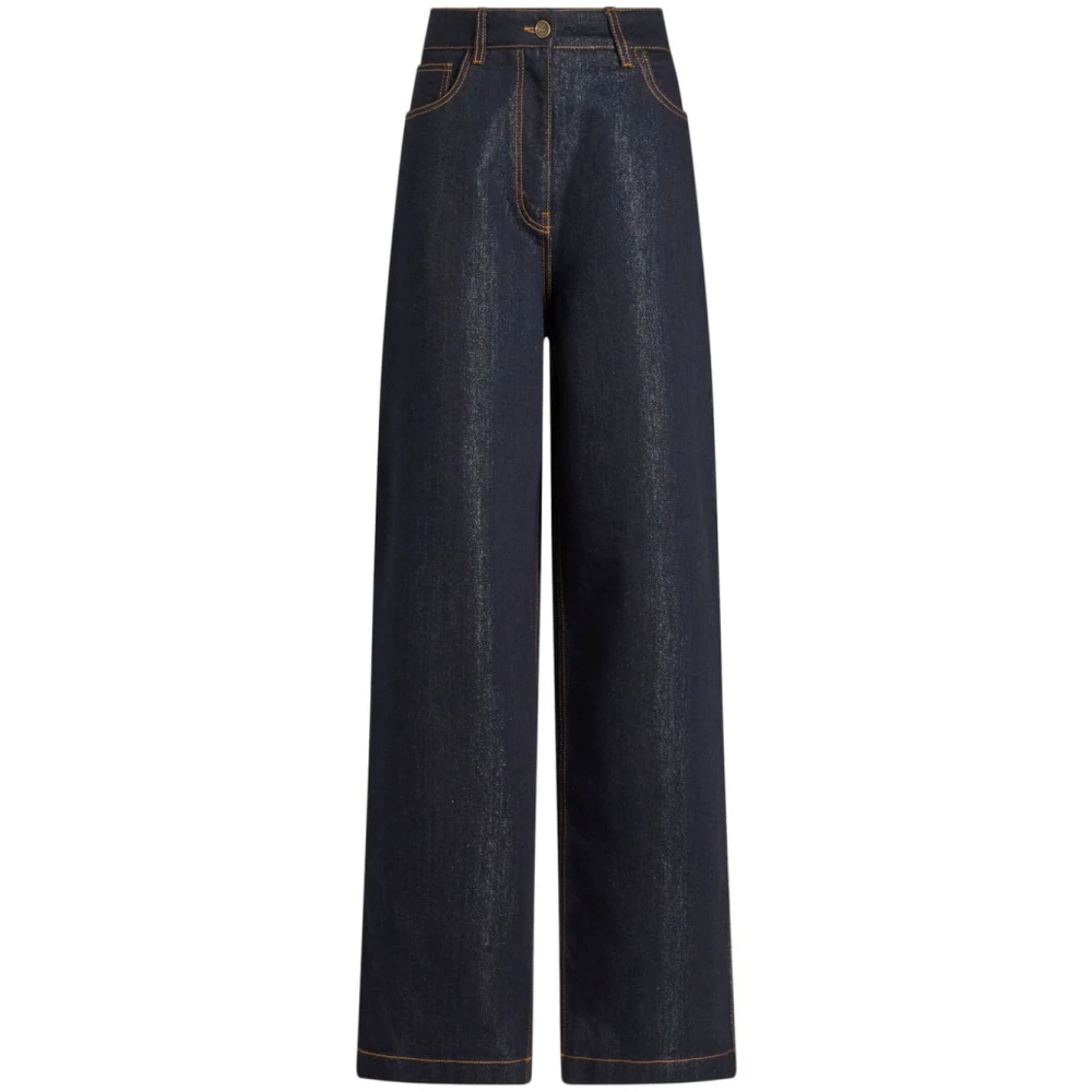 Etro Indigo Denim High Waist Wide Leg Jeans Blue, Dam