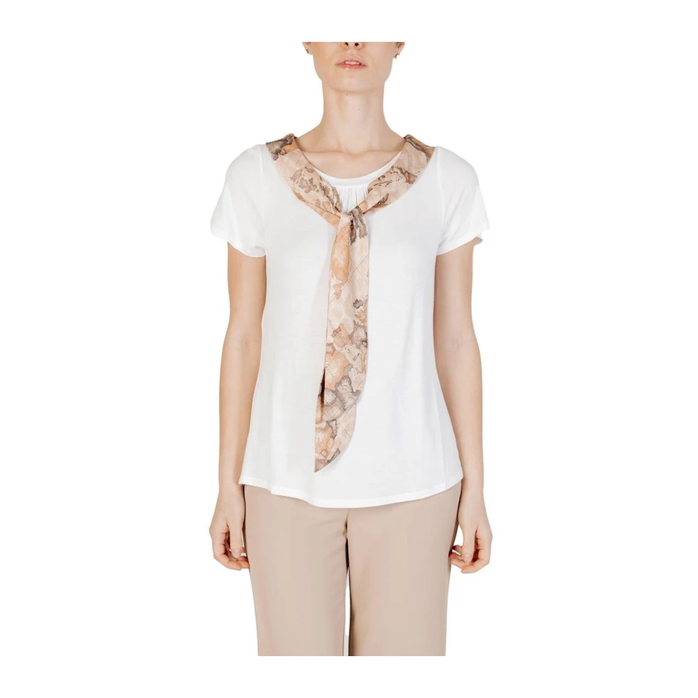 Alviero Martini 1a Classe Beige Viscose Blend T-shirt voor dames White Dames