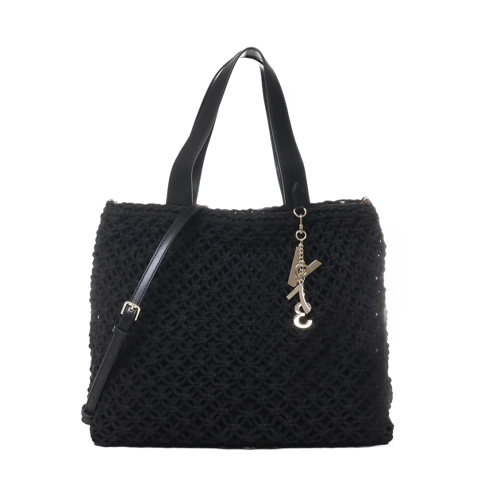 V73 Zwarte Shoppingtas met Logo Bedels Black Dames