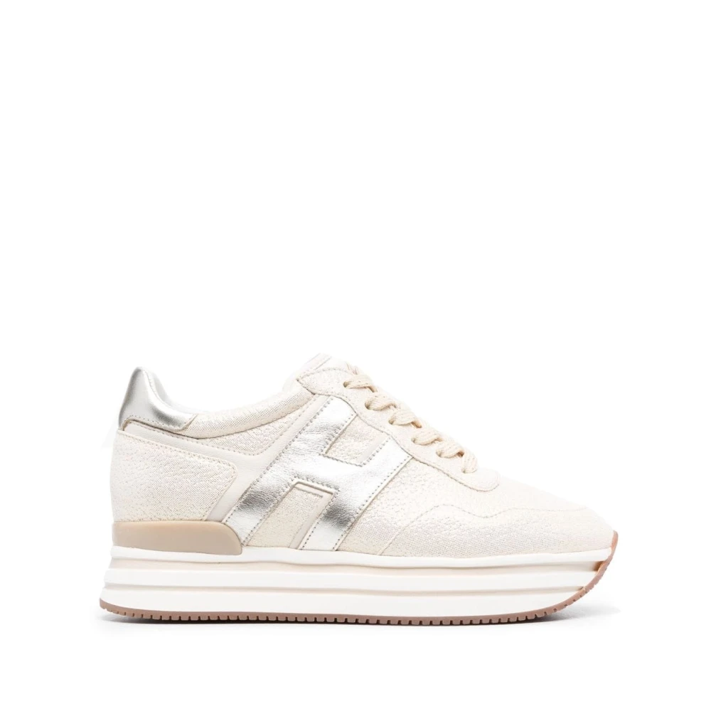 Hogan Platform Sneakers i Grått Läder Gray, Dam