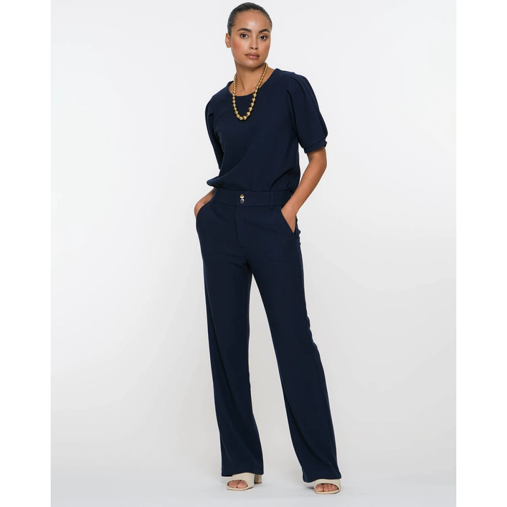 Geisha Korte Mouw Top Comfortabel Blue Dames