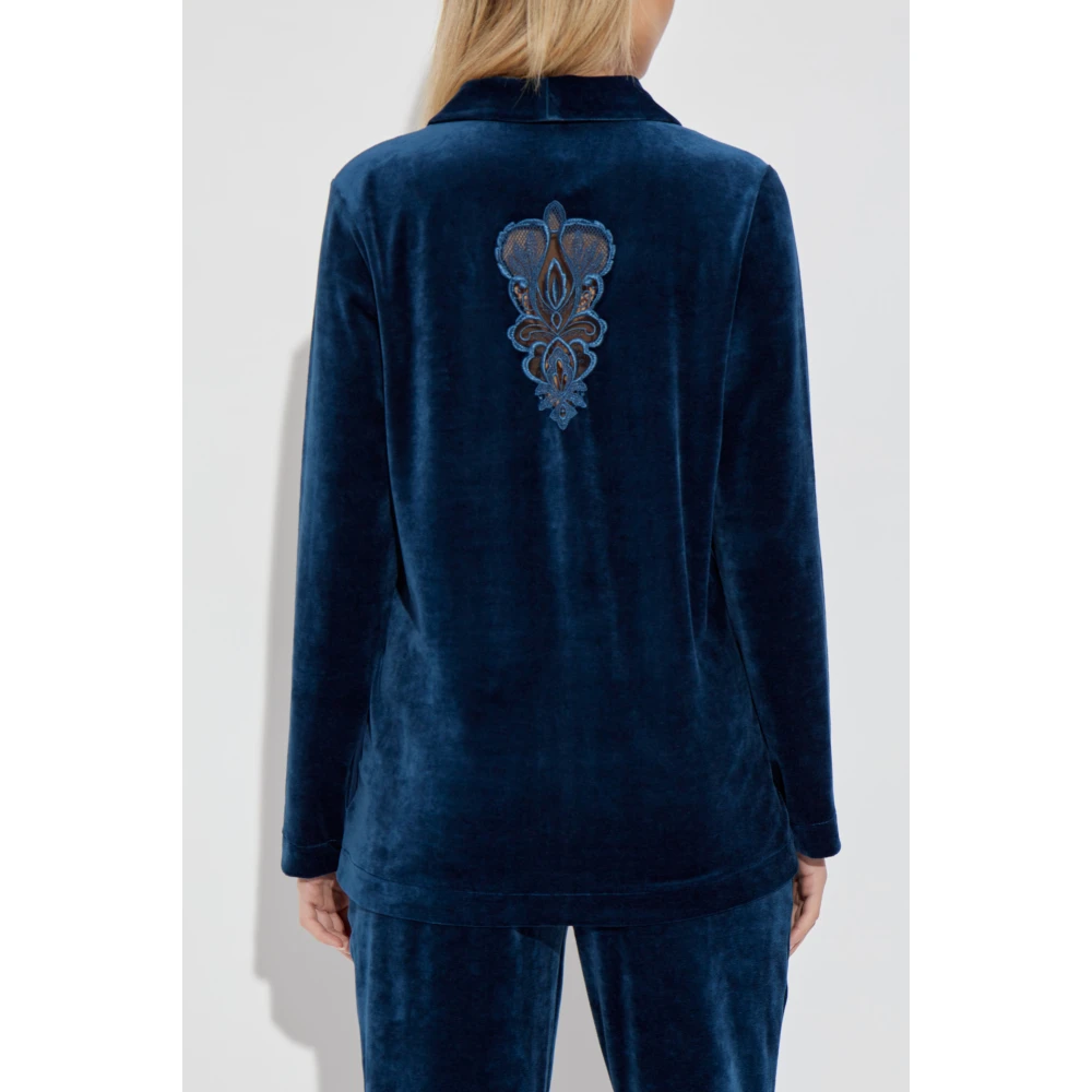 Hanro Pyjama Top Blue Dames