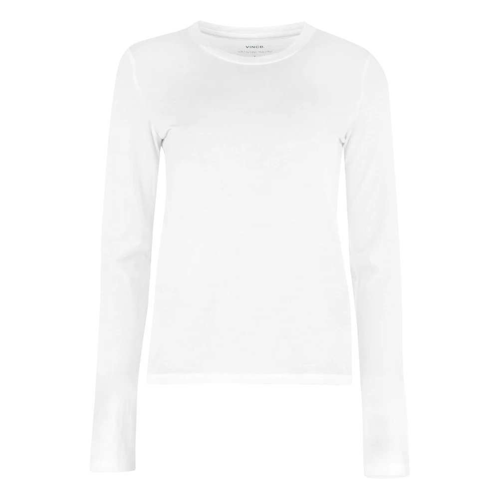 Vince Geribbelde Kraag Katoenen T-shirt White Dames