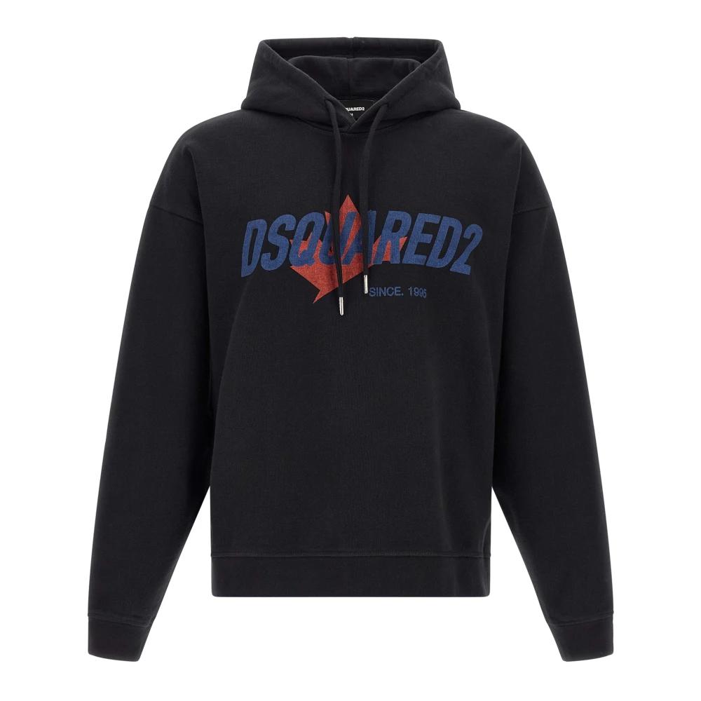 Dsquared2 Black Hoodies, Male, L, Sweatshirts