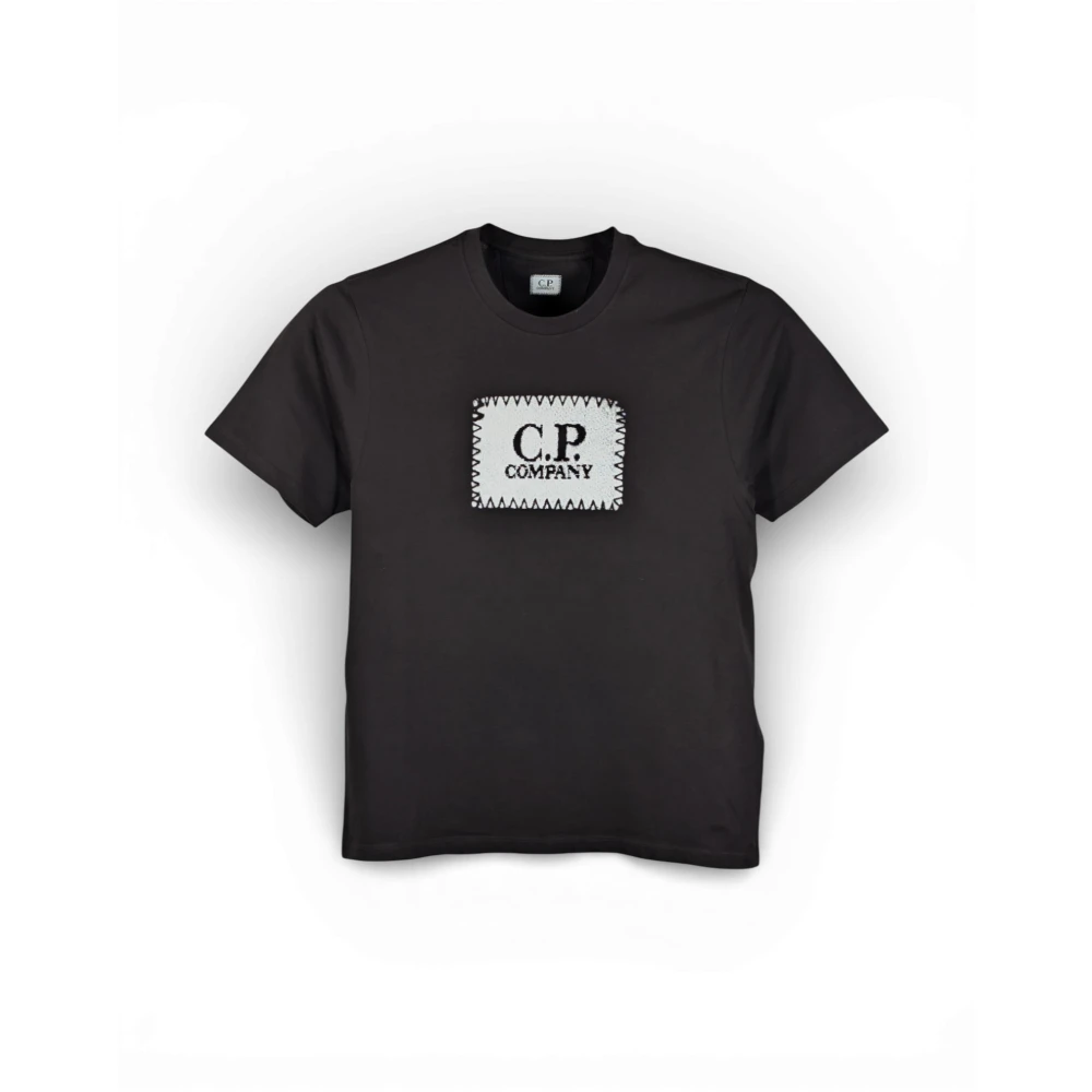 C.p. Company T-Shirts, Male, S, Jersey 30/1 Short Sleeve Logo Label T-Shirt Black