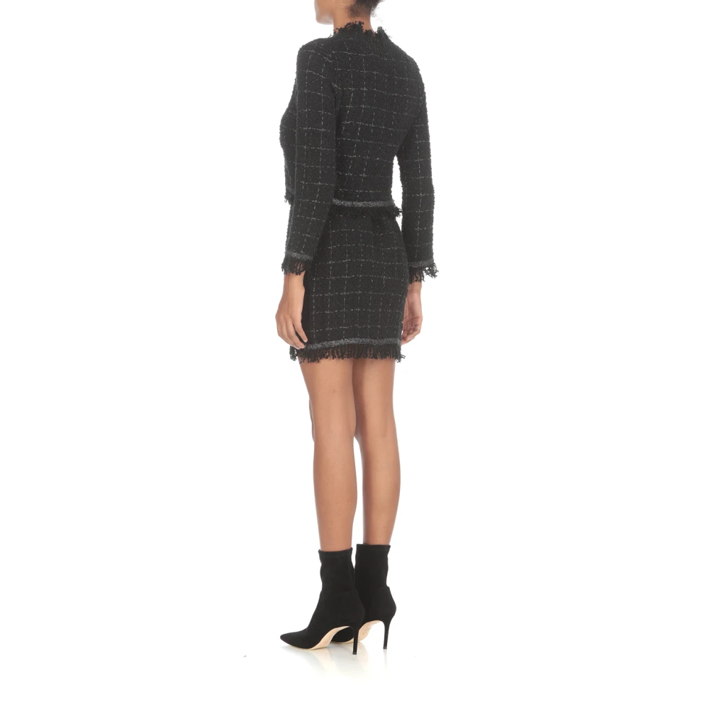 pinko Zwarte Wollen Rok met Franjes Black Dames