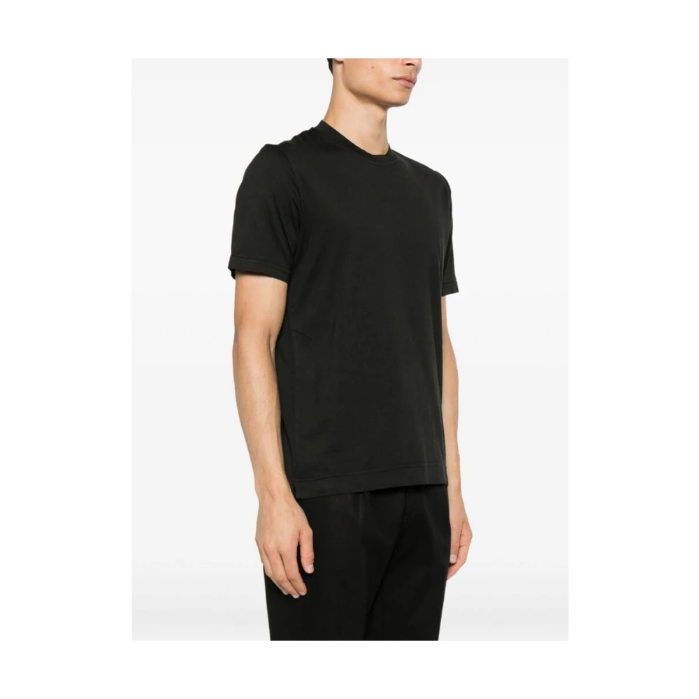 Fedeli Zwarte Katoenen Crew Neck T-shirt Black Heren