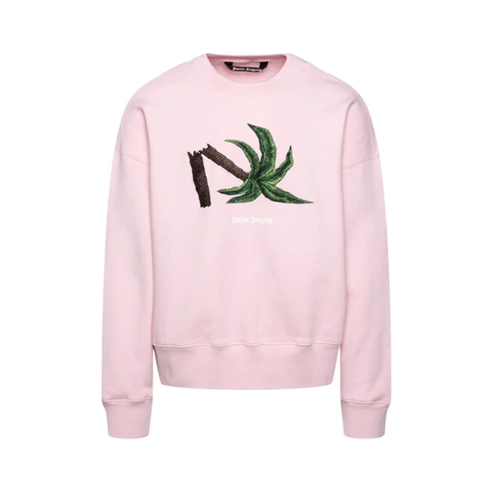 Palm Angels Men's Pink Embroidered Logo Crew Neck Sweatshirt - Sweatshirts - Xl - Sweatshirts & Hoodies