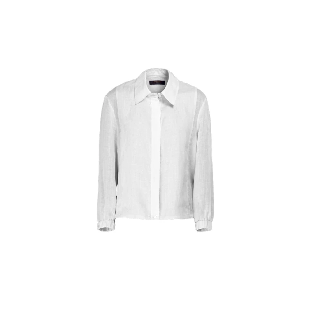 Moorer Ramie Stof Shirt met Moderne Stijl White Dames