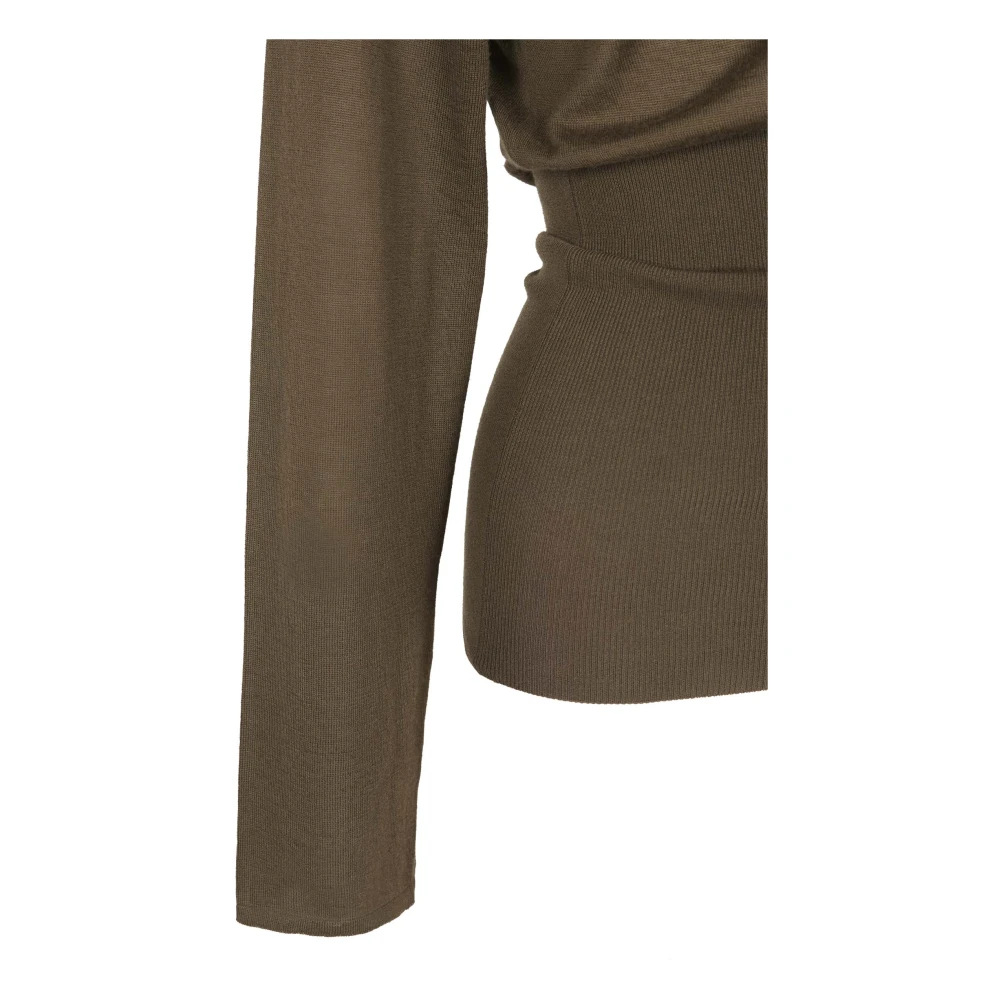 Cortana V-hals Kasjmier Top in Khaki Green Dames