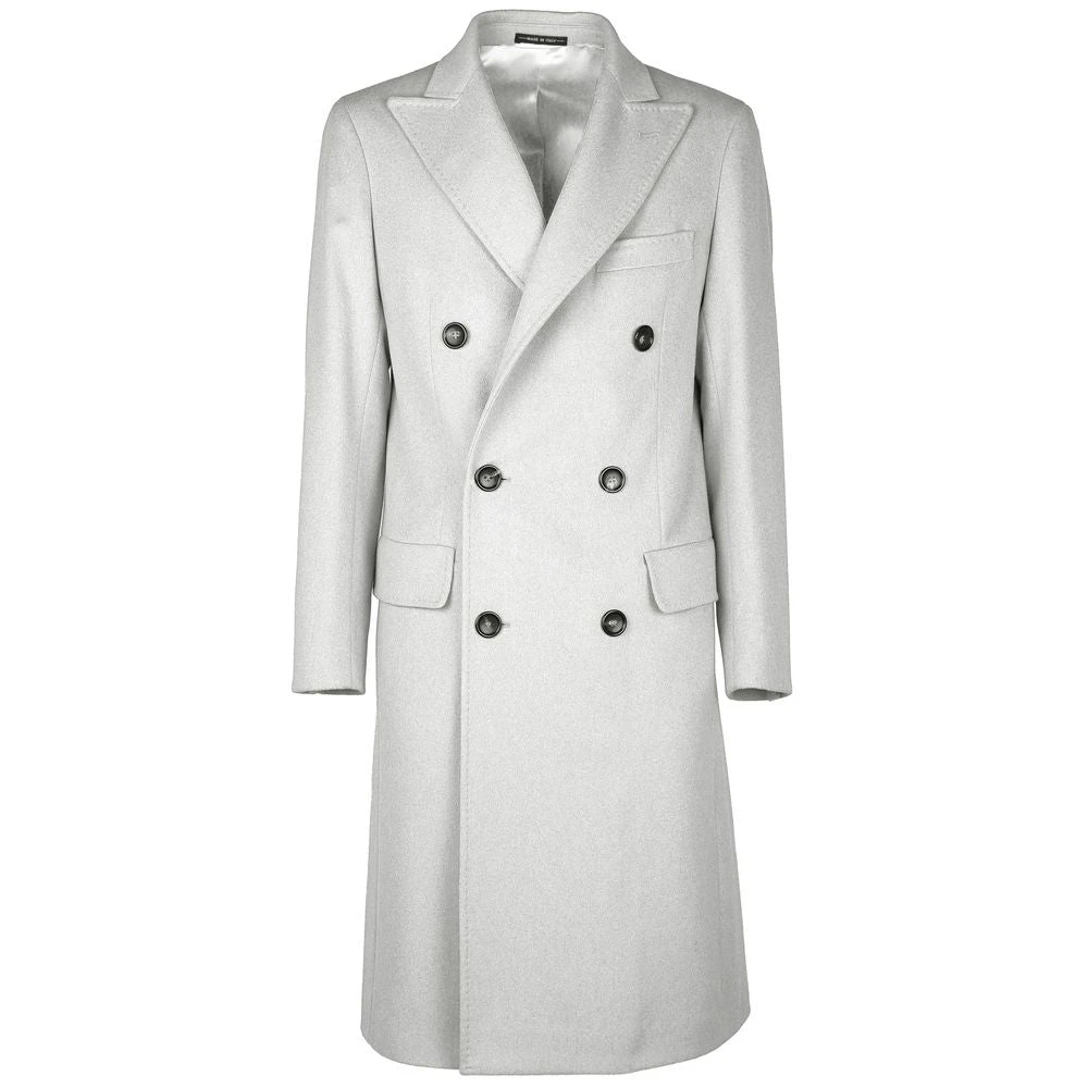 Made in Italia Dubbelborstige wollen jas met revers White Heren